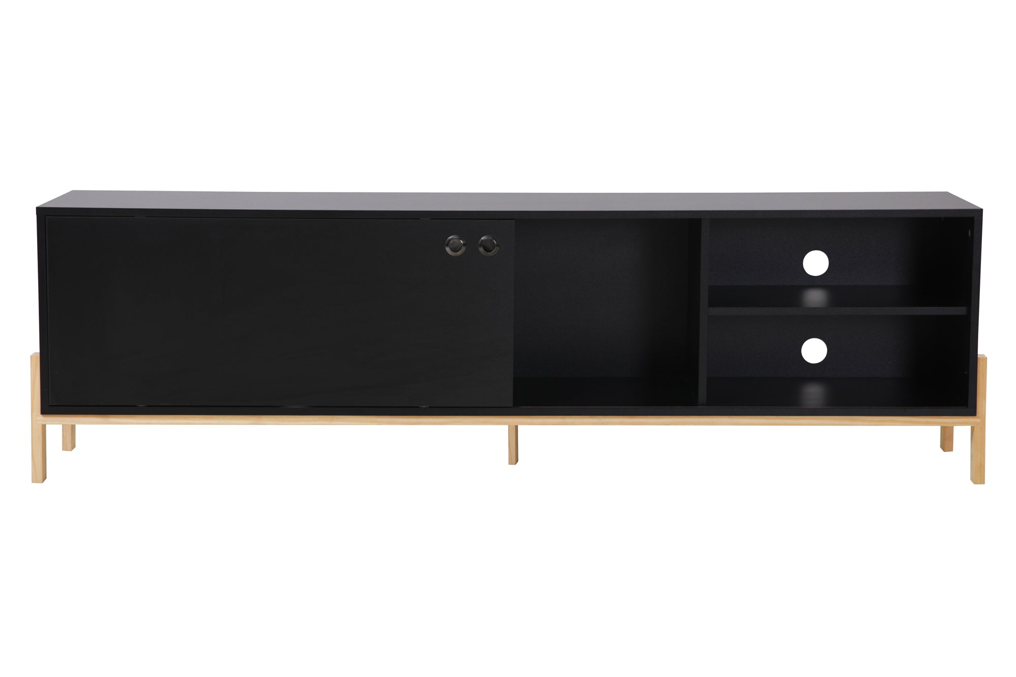Lowboard Lowboard – Schwarz, Beine natur