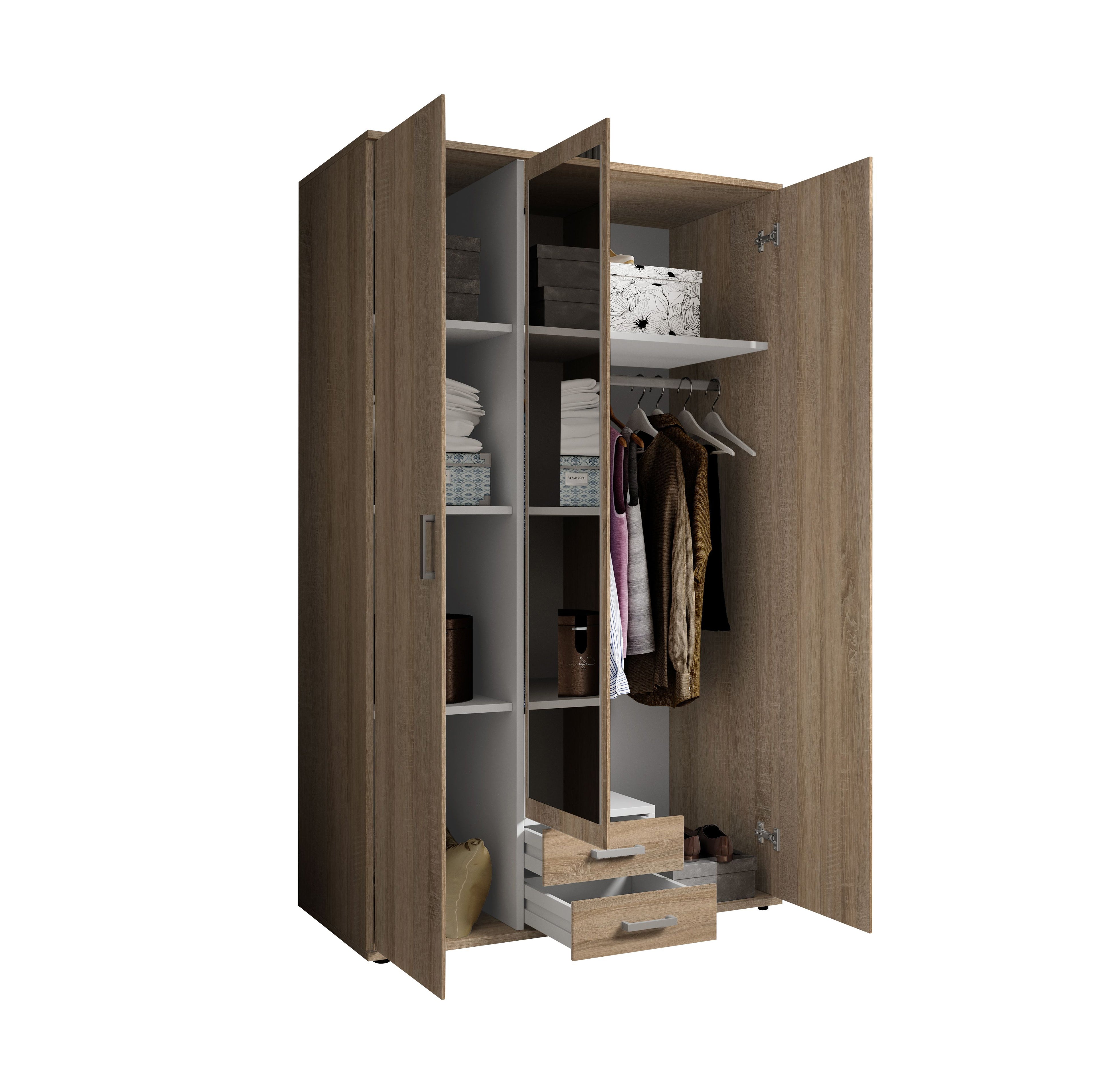 Kleiderschrank mit Spiegel 3-türig