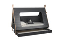 Bett Kinderbett + Schublade – Grau, Natur