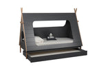 Bett Kinderbett + Schublade – Grau, Natur