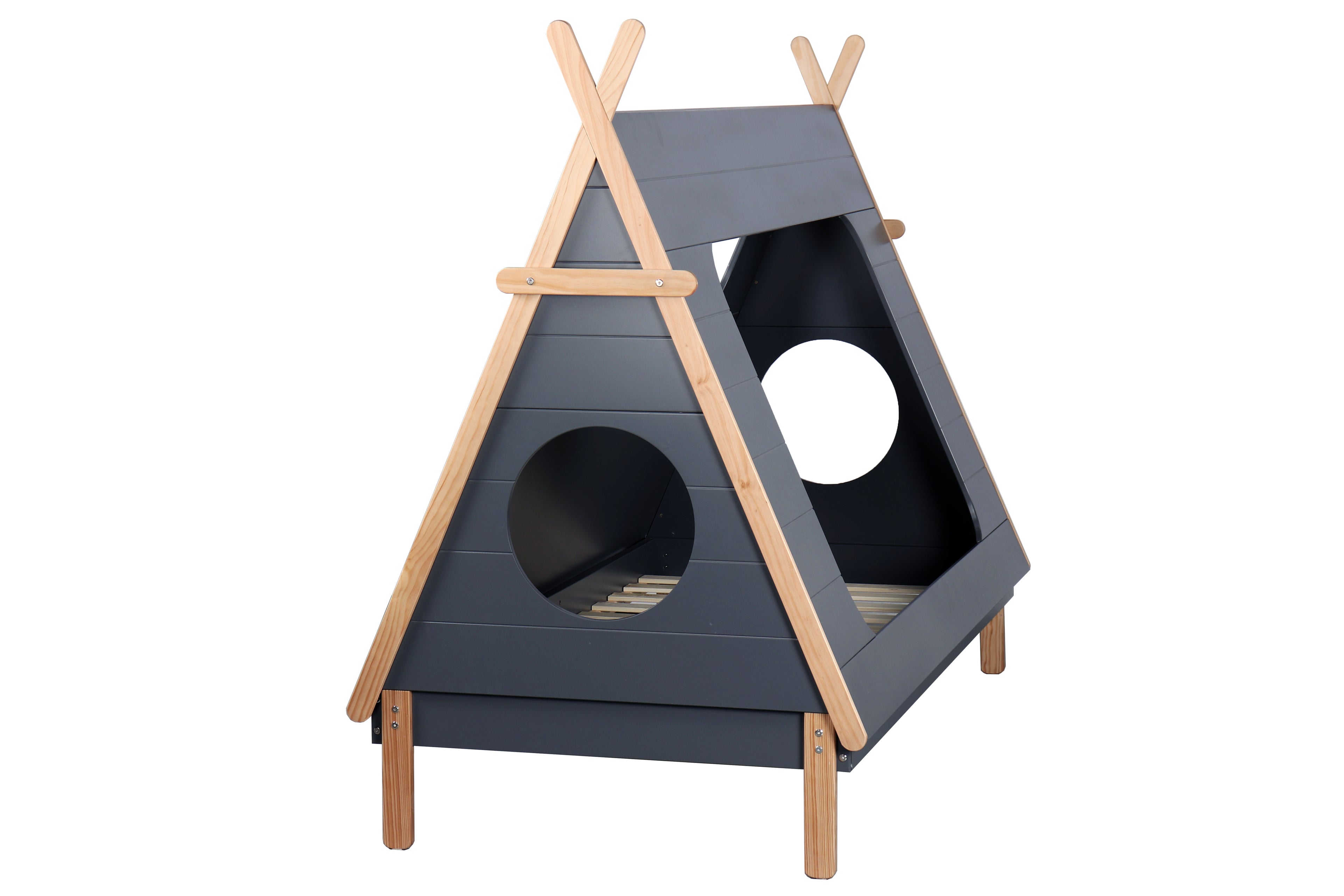 Bett Kinderbett + Schublade – Grau, Natur – Bild 6