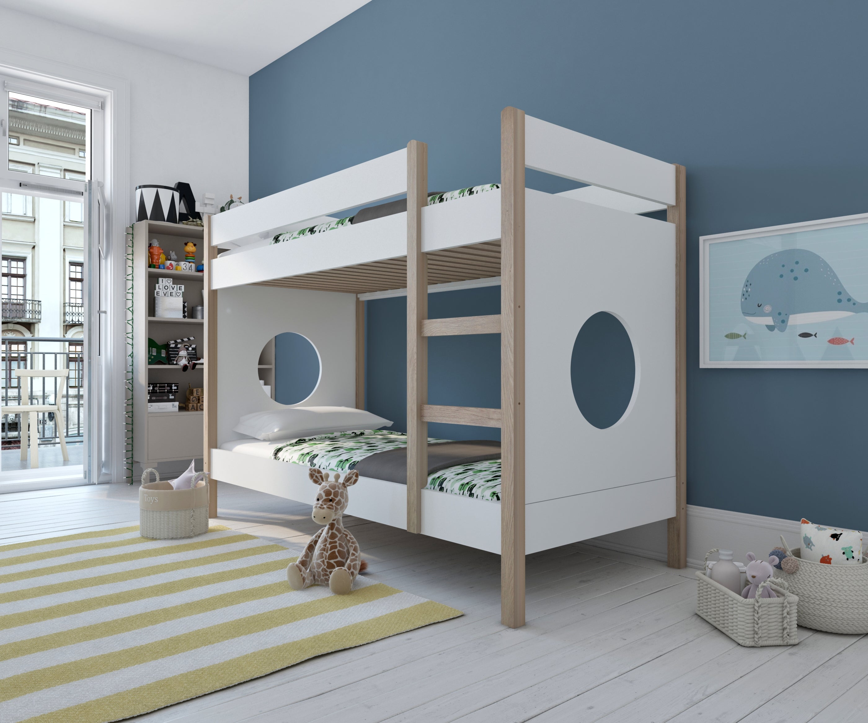 Bett Etagenbett + Seitenpaneel, 2er-Set – Natur/weiß – Bild 6
