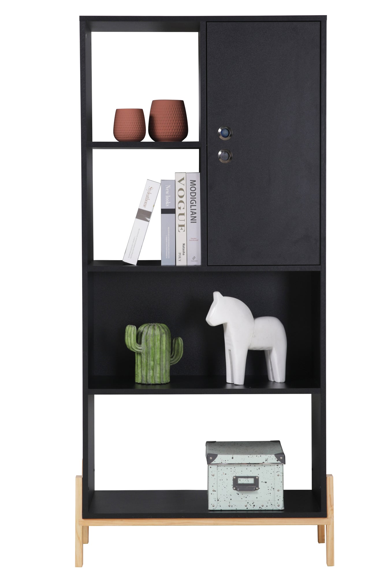 Regal Regal – Schwarz, Beine natur – Bild 4