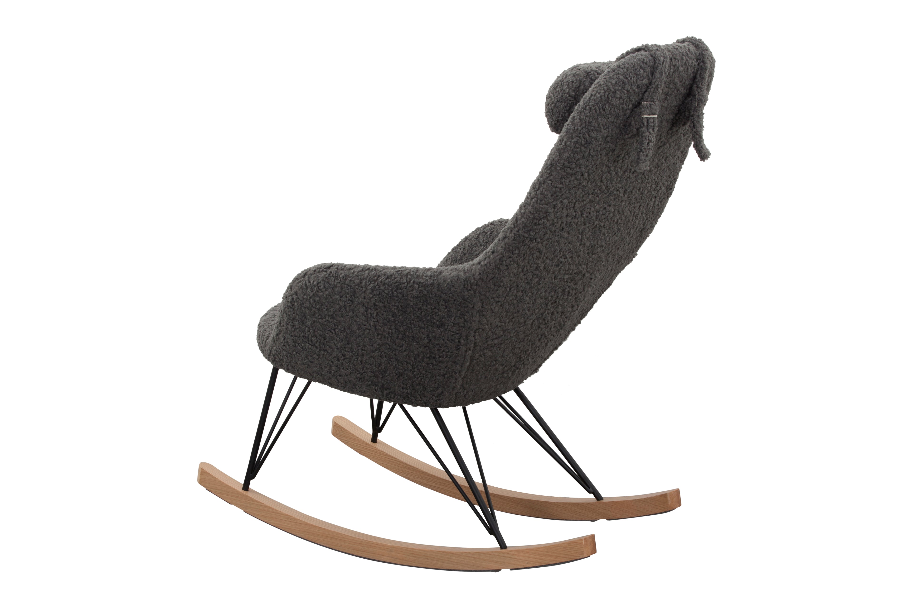 Sales Fever - Schaukelstuhl Teddyfell grau