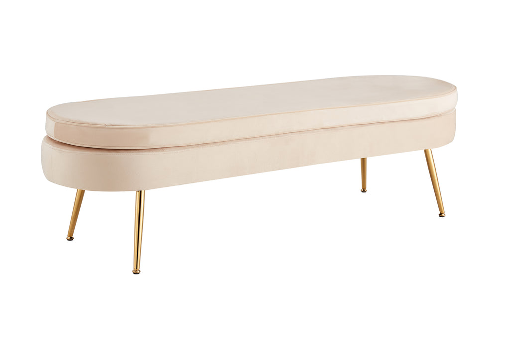 Sales Fever - Sitzpouf oval lang aus Samt Beige