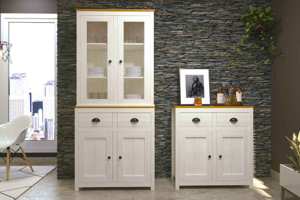 Möbilia - Kommode 86x45x90 cm weiß, braun