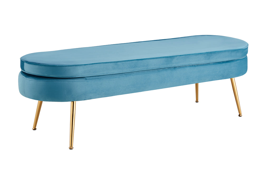 Sales Fever - Sitzpouf oval lang aus Samt Blau#