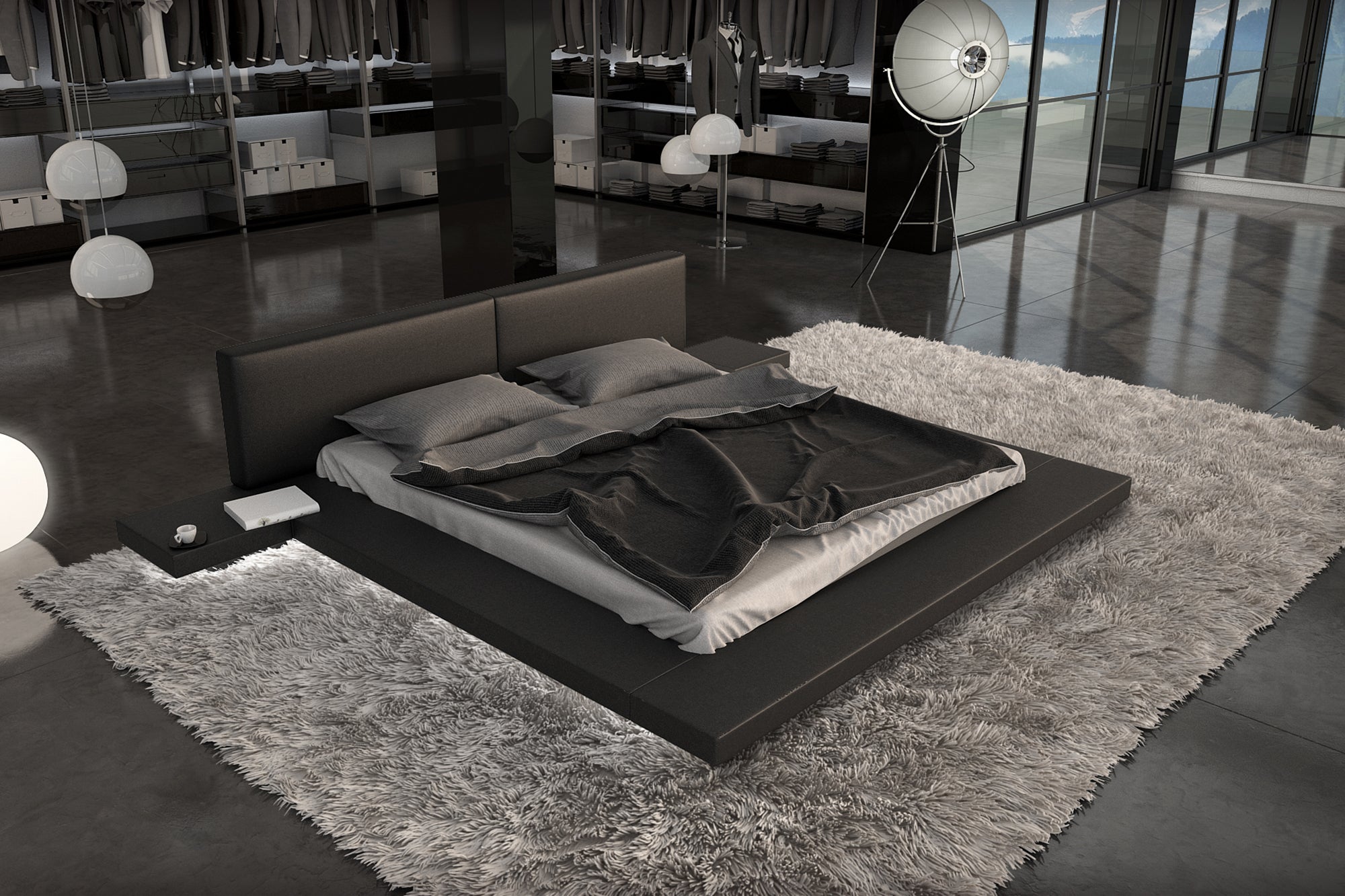 Sales Fever - Polsterbett 140x200 cm schwarz Kunstleder-Optik#