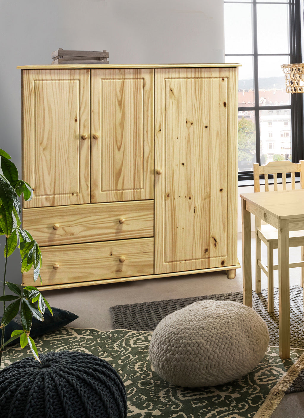 Möbilia - Kommode 132x43x136 cm natur