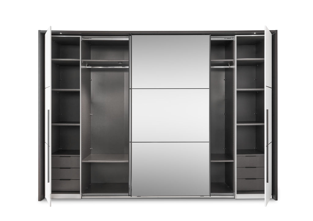 Schlafzimmerset 4tlg: Schwebetürenschrank, Kommode + 2 Nachtschränke
