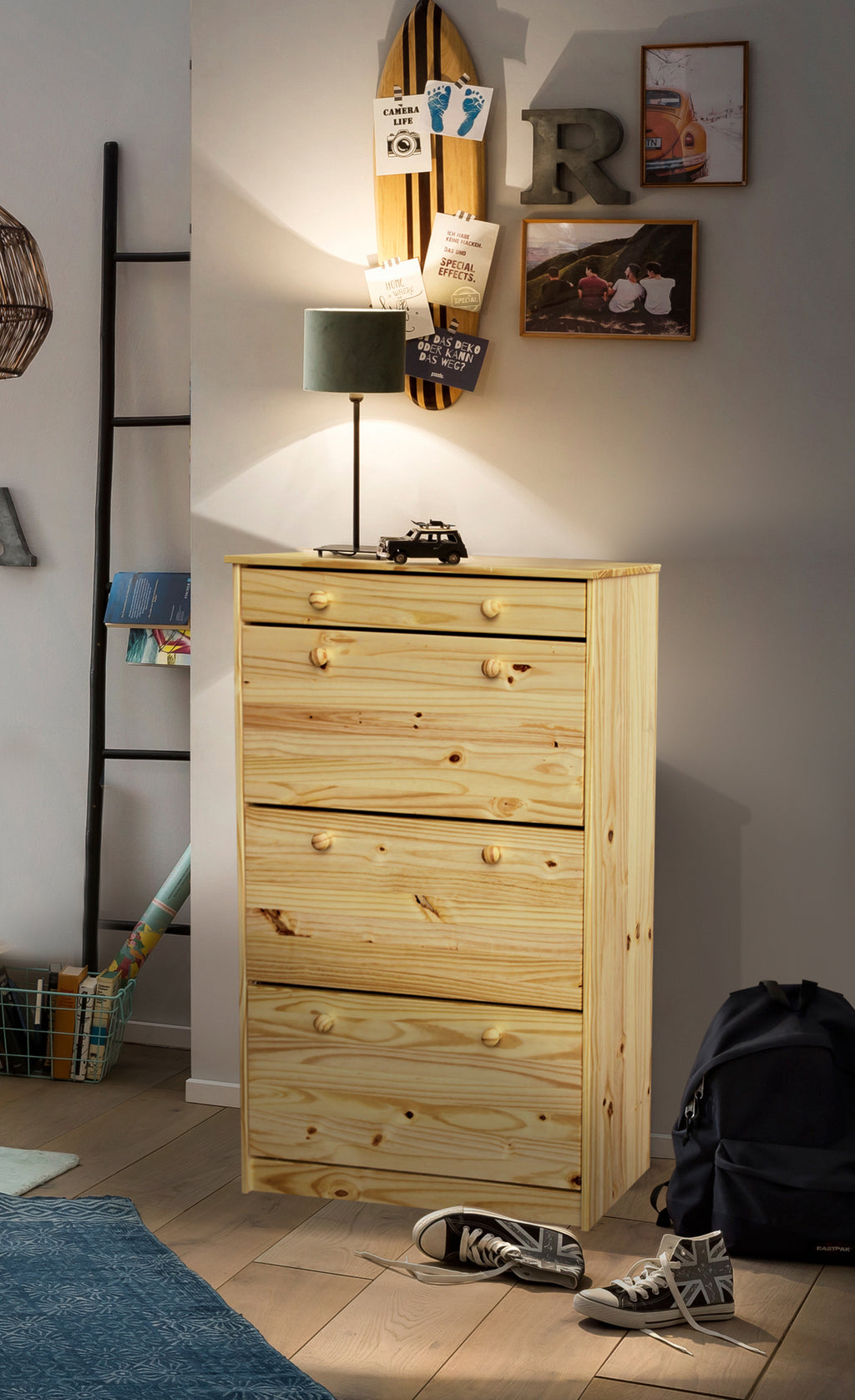 Möbilia - Schuhschrank 80x27x128 cm natur