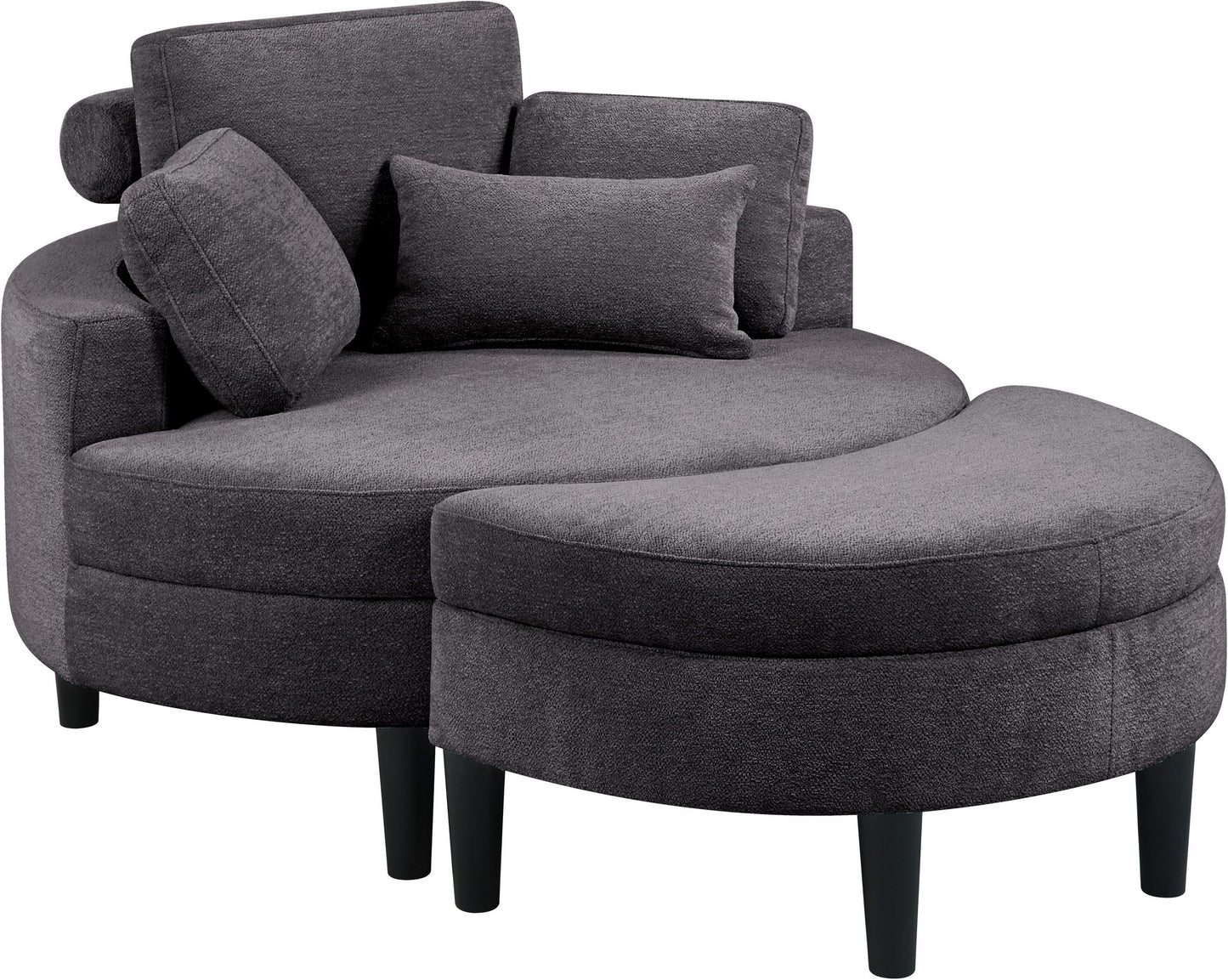 Rundsessel mit Hocker Struktur grob