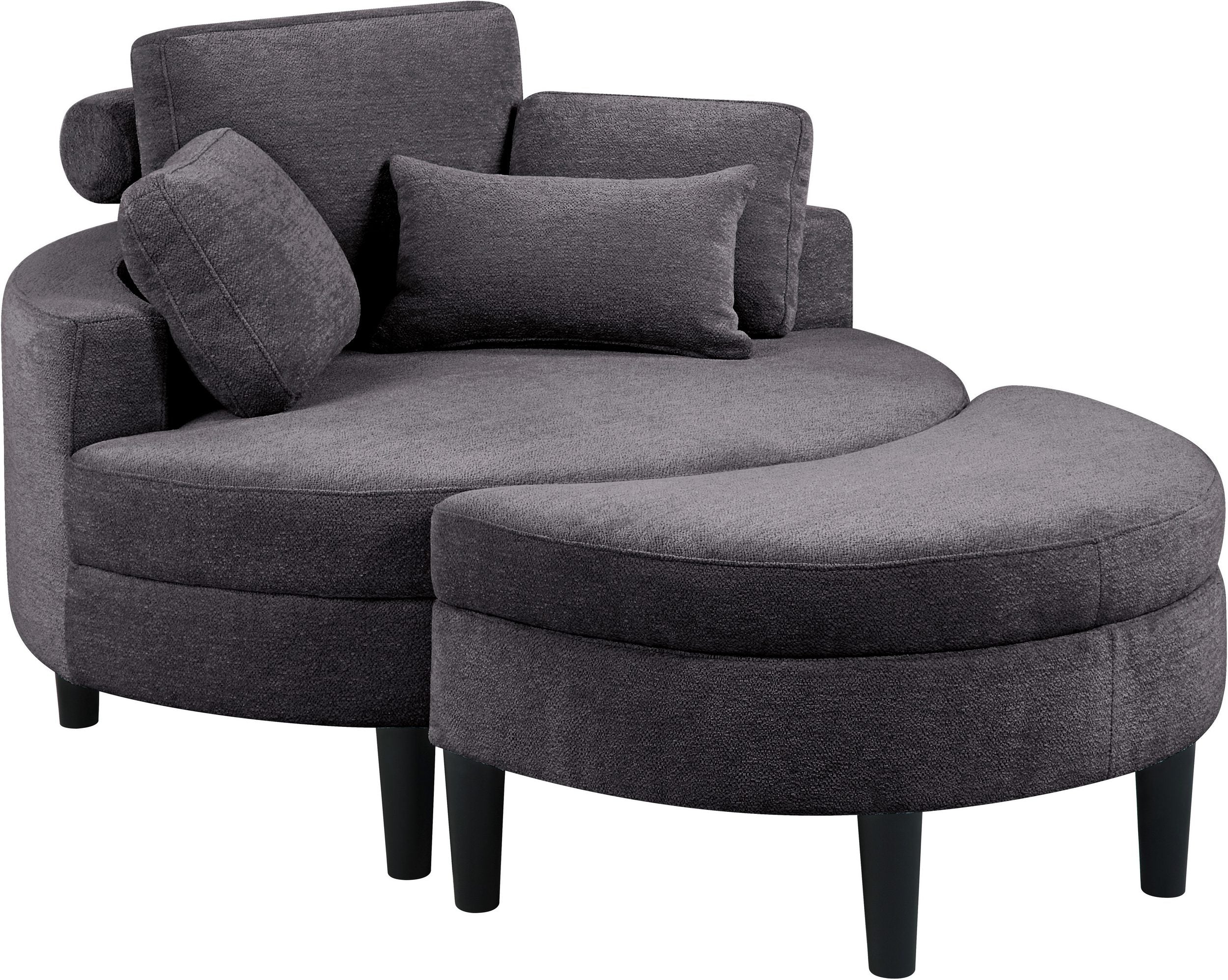 Rundsessel mit Hocker Struktur grob