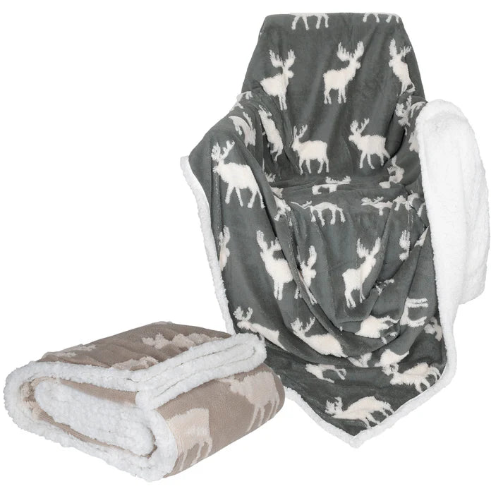 Wohndecke Elch Anthrazit Weihnachten