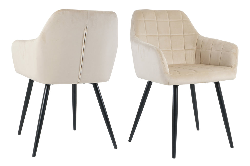 Möbilia - Sessel, 2er-Set 59x62x83 cm beige, schwarz