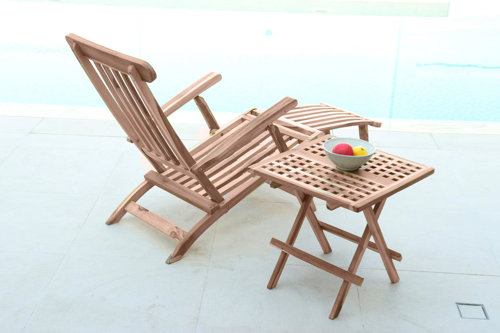 Möbilia - Outdoor Liegestuhl mit Fußstütze 58,5x149x87 cm natur