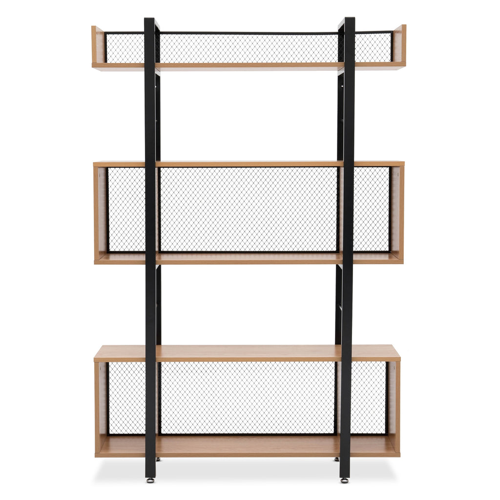 Möbilia - Regal, 3 offene Fächer 120x30x180 cm natur, schwarz