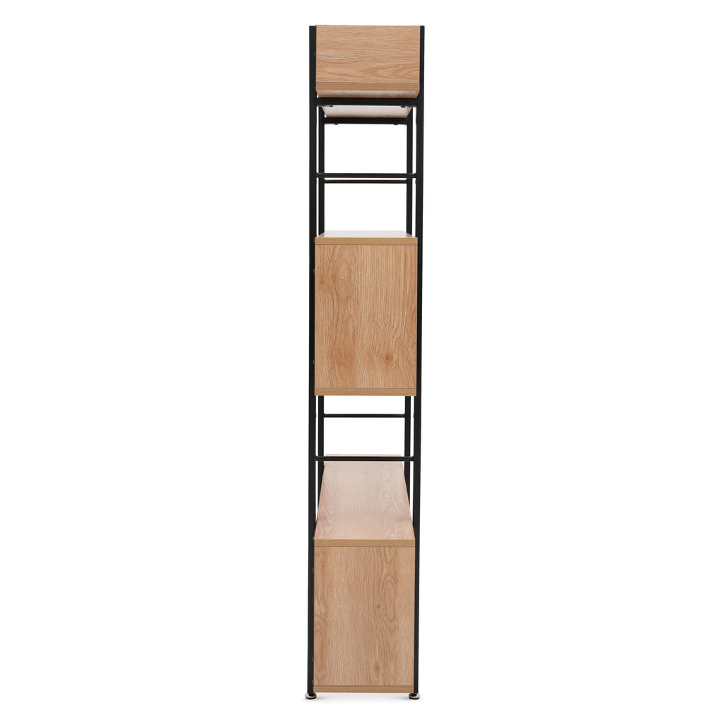Möbilia - Regal, 3 offene Fächer 120x30x180 cm natur, schwarz