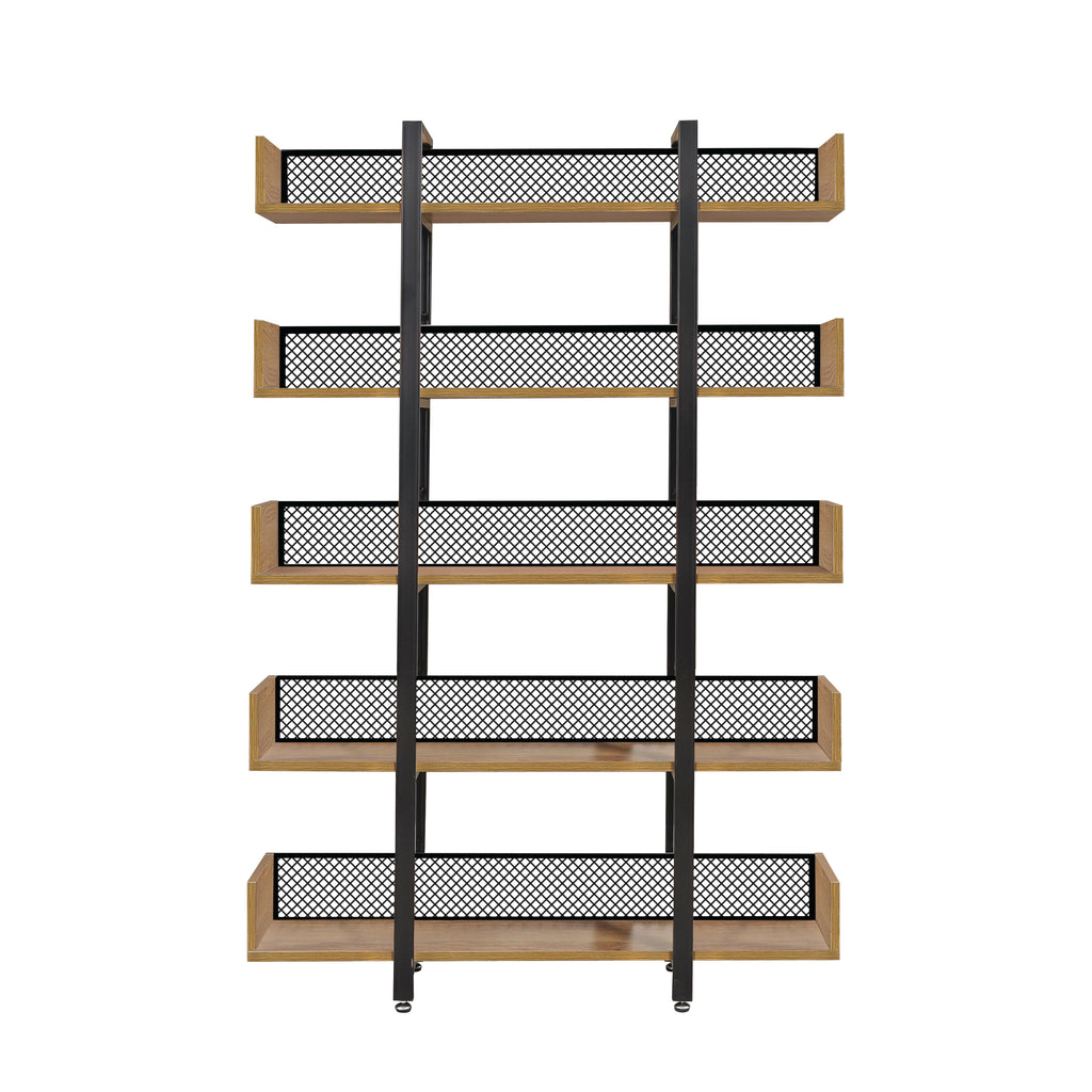 Möbilia - Regal, 5 offene Fächer 120x30x180 cm natur, schwarz