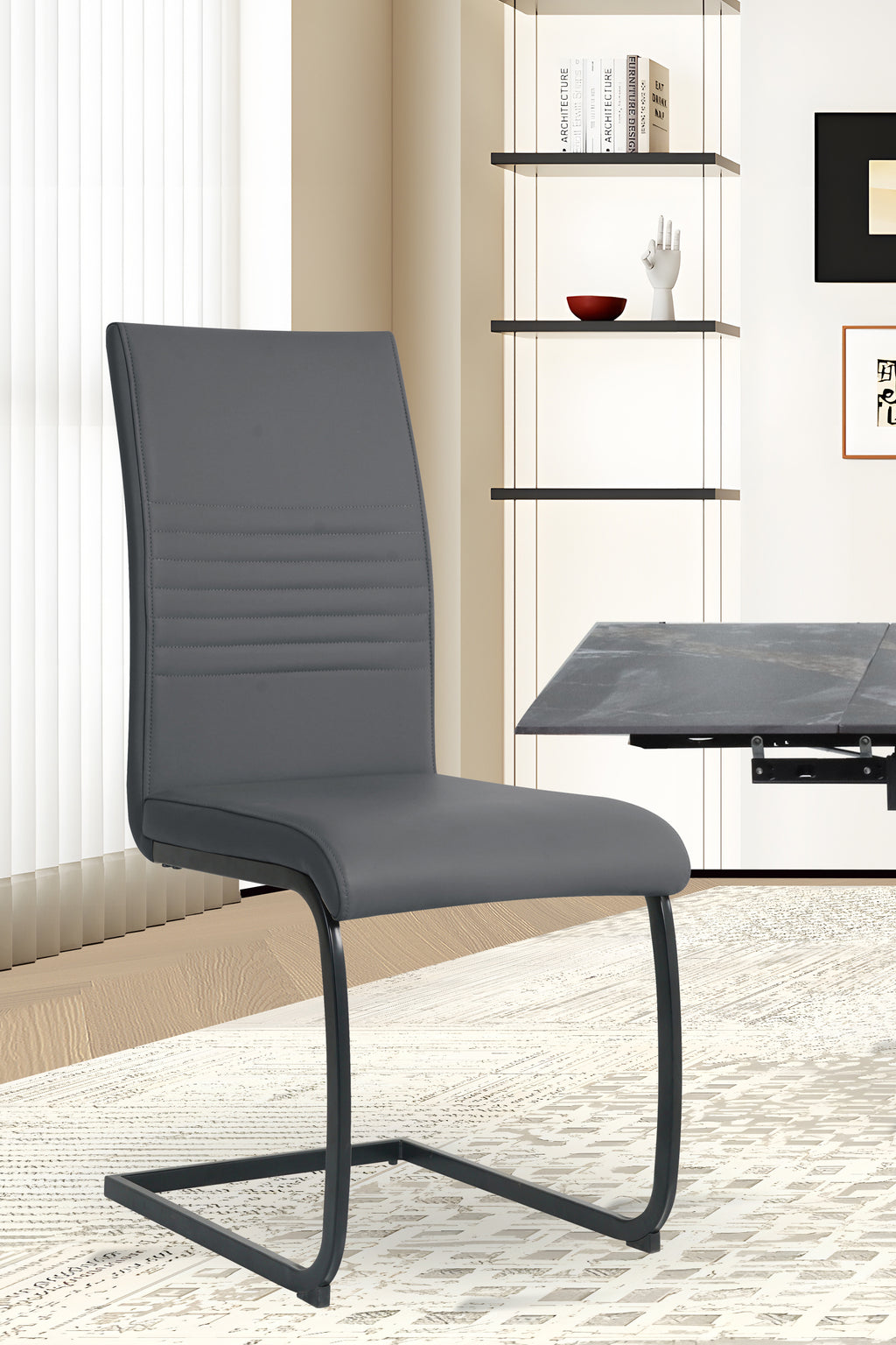 Möbilia - Stuhl, 2er-Set 42x59x97 cm grau, schwarz