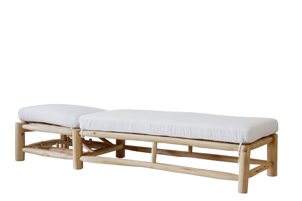 Möbilia - Outdoor Liege 200x80x44 cm natur, weiß
