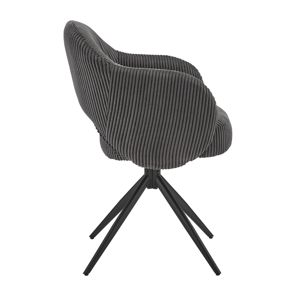 Möbilia - Armlehnstuhl Cord-Optik 58x60x84 cm dunkelgrau, schwarz