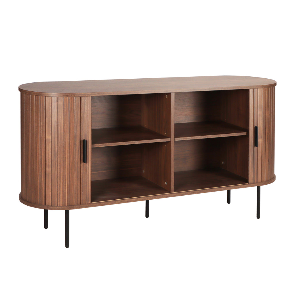 Möbilia - Sideboard 140x40x76 cm walnuss, schwarz