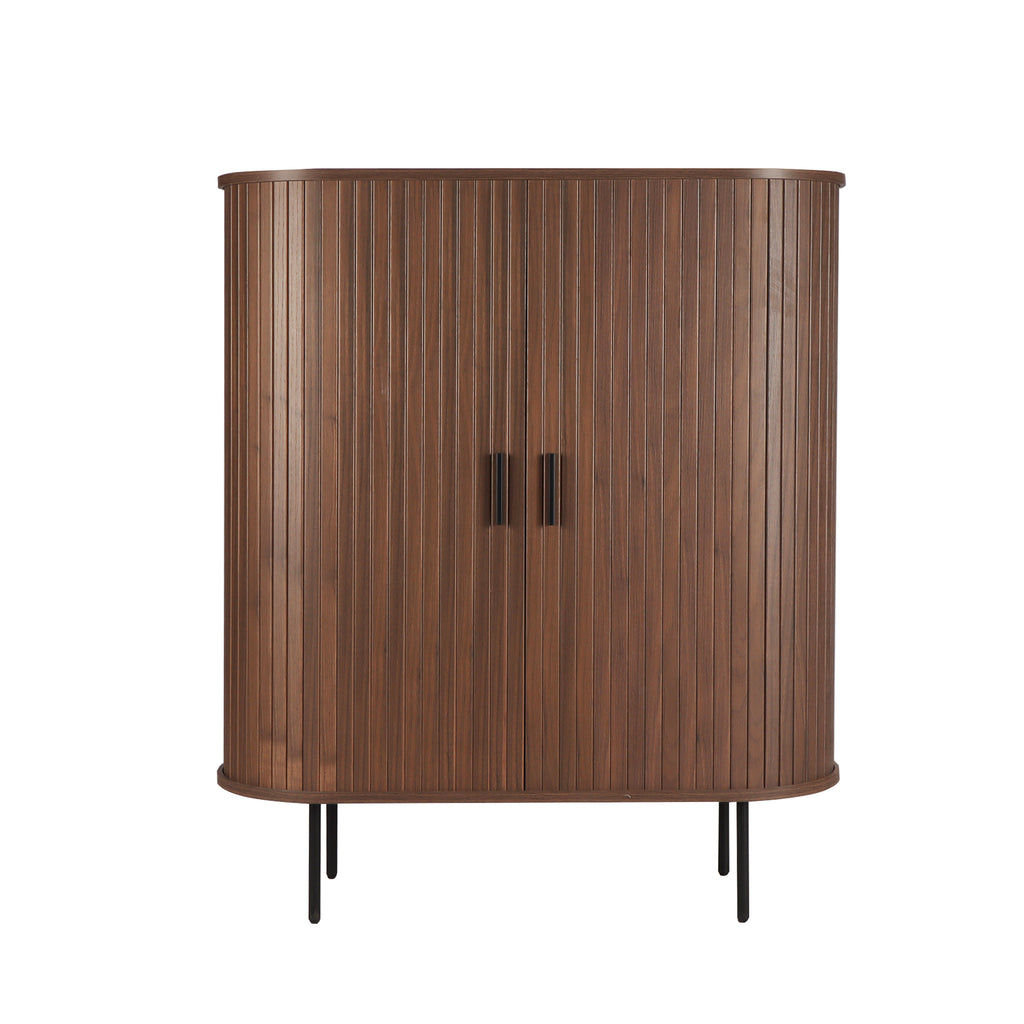 Möbilia - Kommode 100x40x118 cm walnuss, schwarz