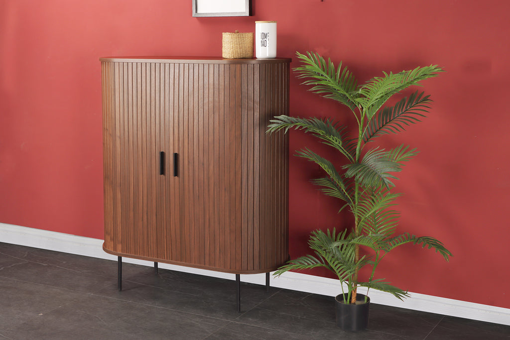 Möbilia - Kommode 100x40x118 cm walnuss, schwarz