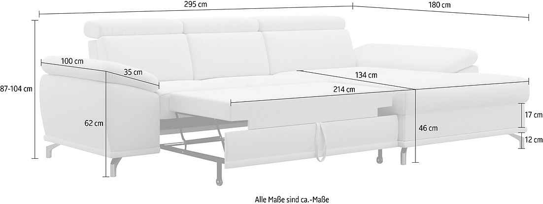 Ecksofa Cabrio mit Bettfunktion & Sitztiefenverstellung