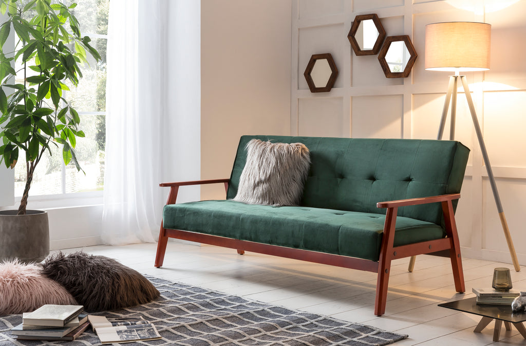 Sales Fever - Schlafsofa skandinavisch Samt tannengrün