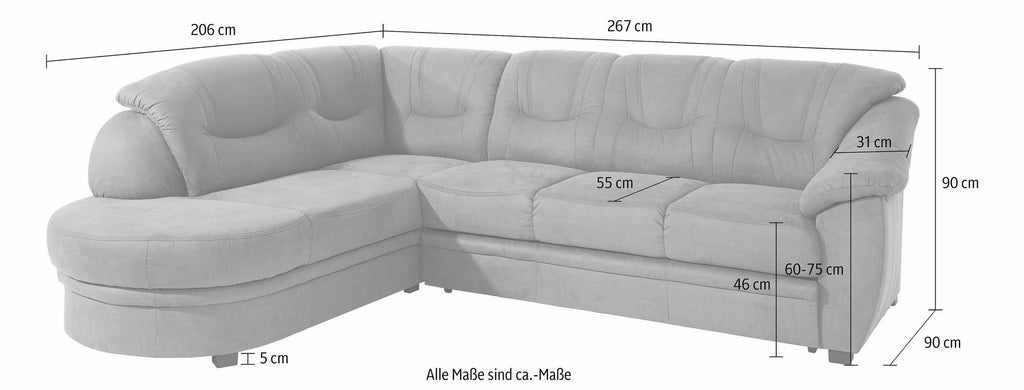 Ecksofa mit Federkern Naturleder