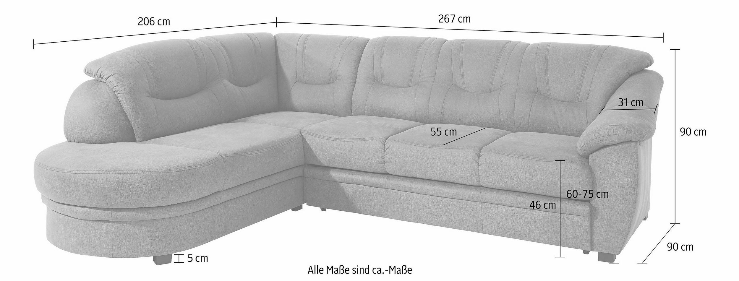 Ecksofa mit Federkern Naturleder