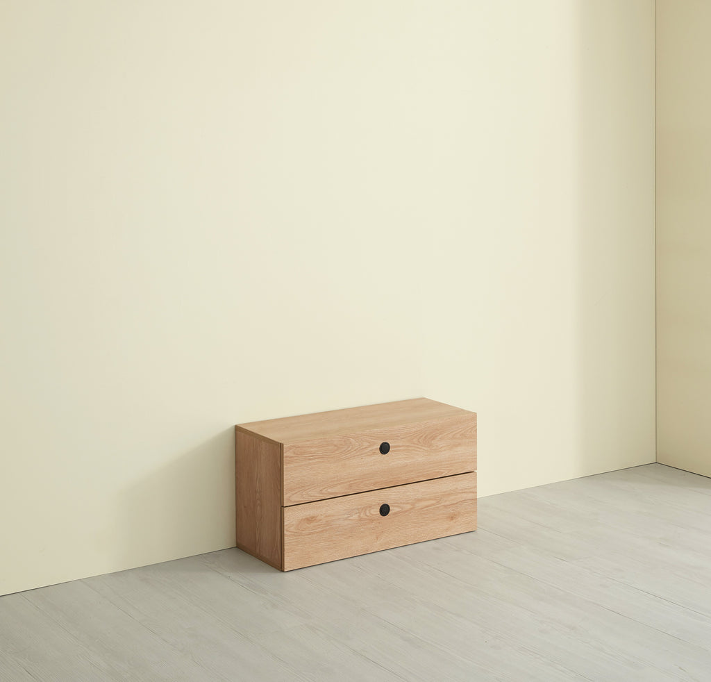 Möbilia - Schubladenkasten mit 2 Schubläden 80x32x44 cm naturfarben