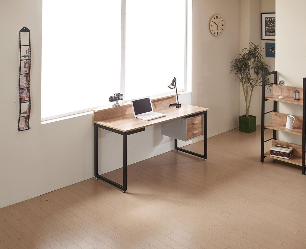 Möbilia - Schreibtisch 140x60x84 cm natur, schwarz