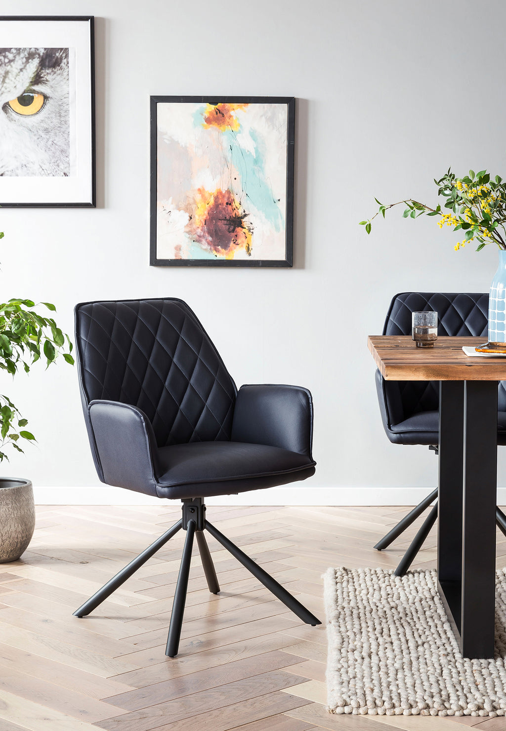 Sales Fever - Armlehnstuhl Dunkelblau 2er Set mit 360° Drehfunktion