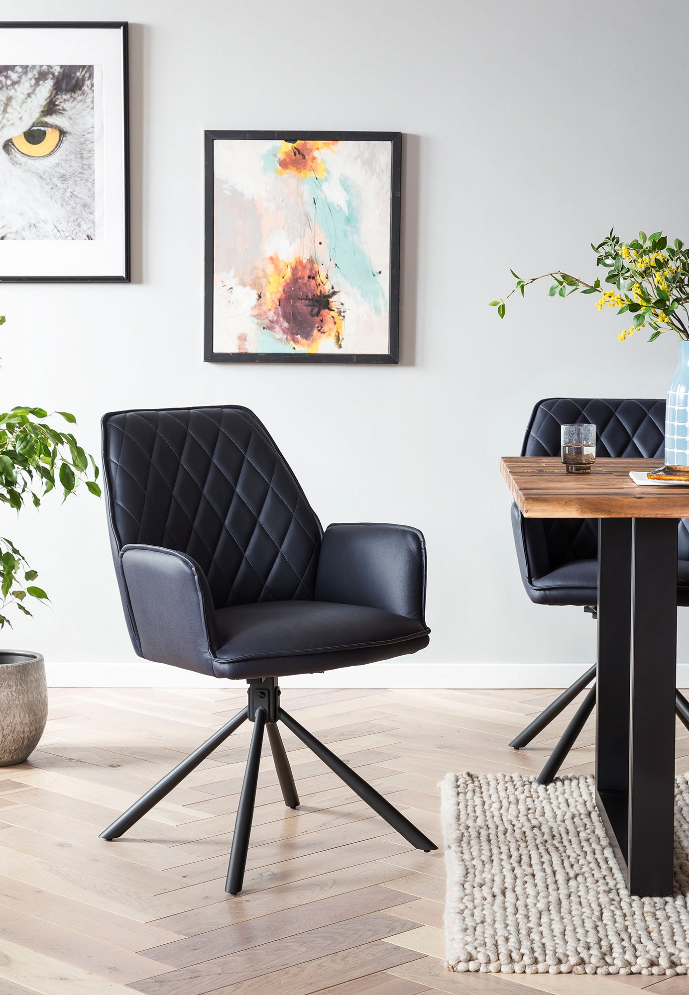 Sales Fever - Armlehnstuhl Dunkelblau 2er Set mit 360° Drehfunktion