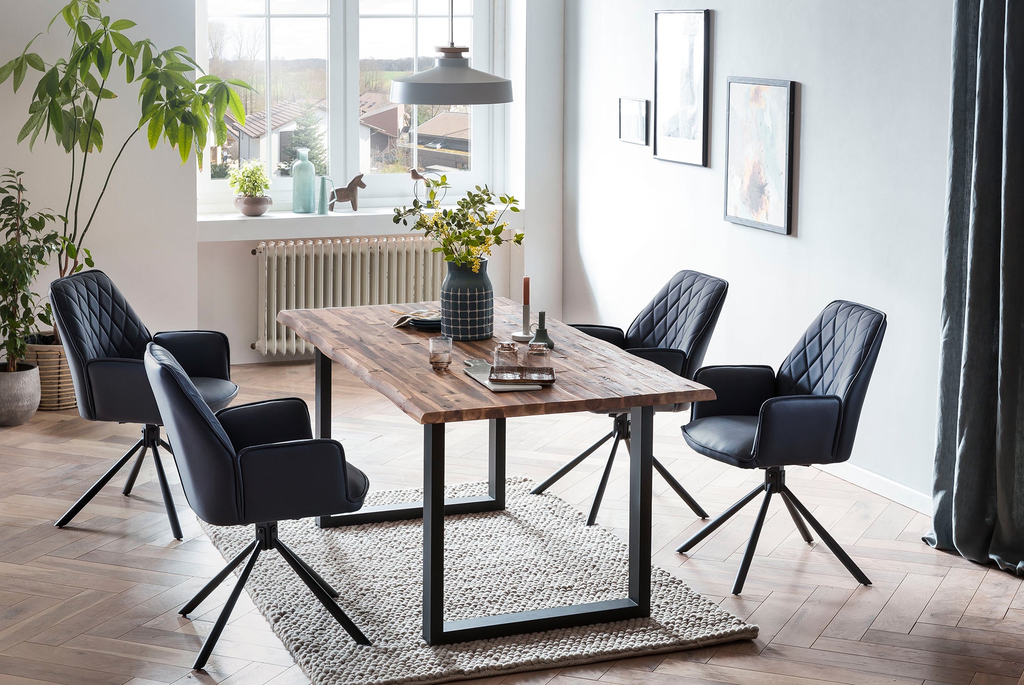 Sales Fever - Armlehnstuhl Dunkelblau 2er Set mit 360° Drehfunktion