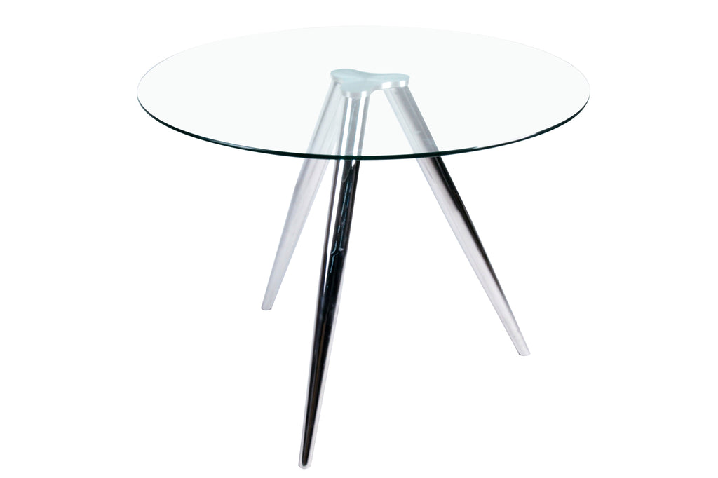 Sales Fever - Esstisch rund mit Glasplatte und Chromgestell Ø100 cm