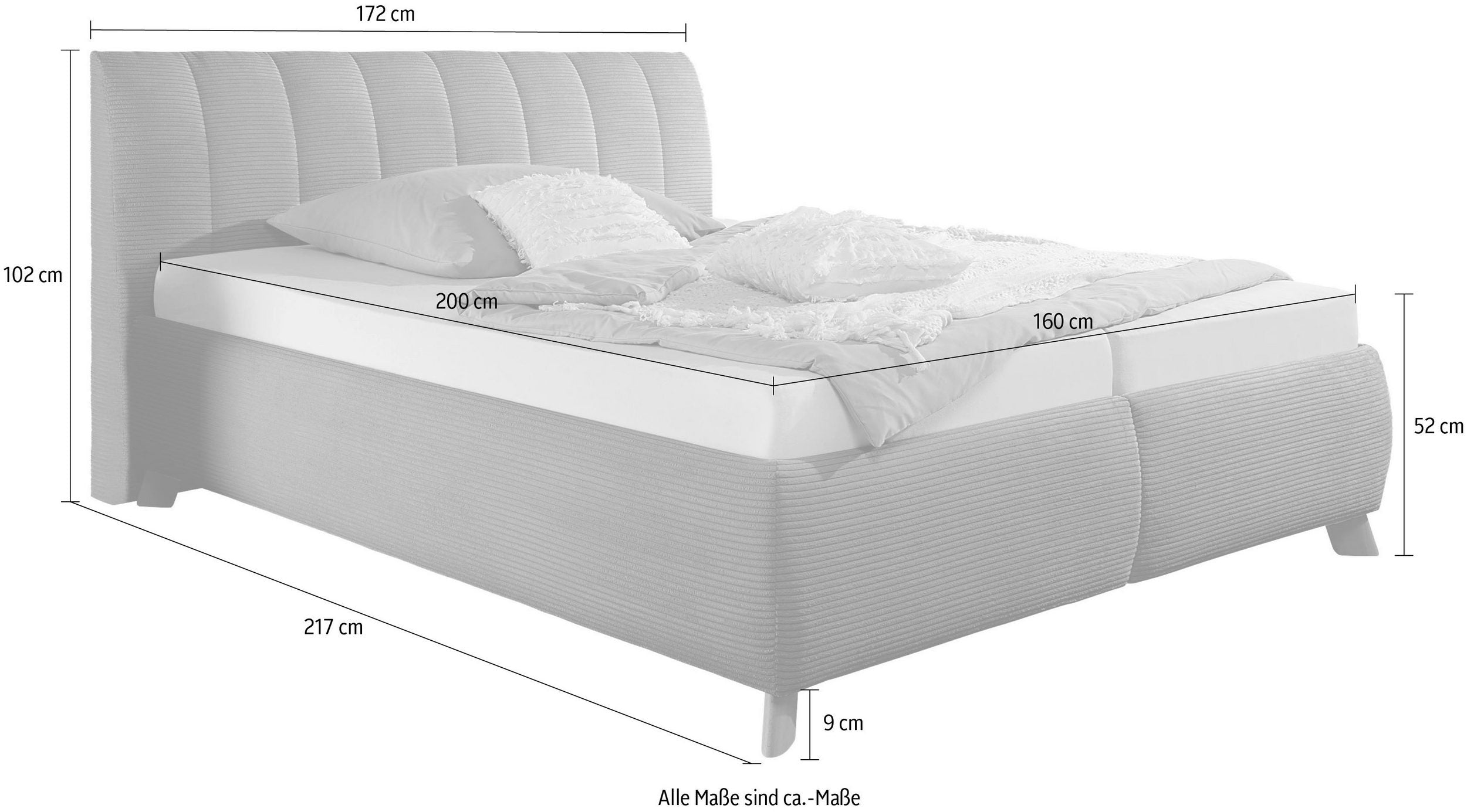 Polsterbett 160cm mit zwei Polsterhockern Hügeldorf