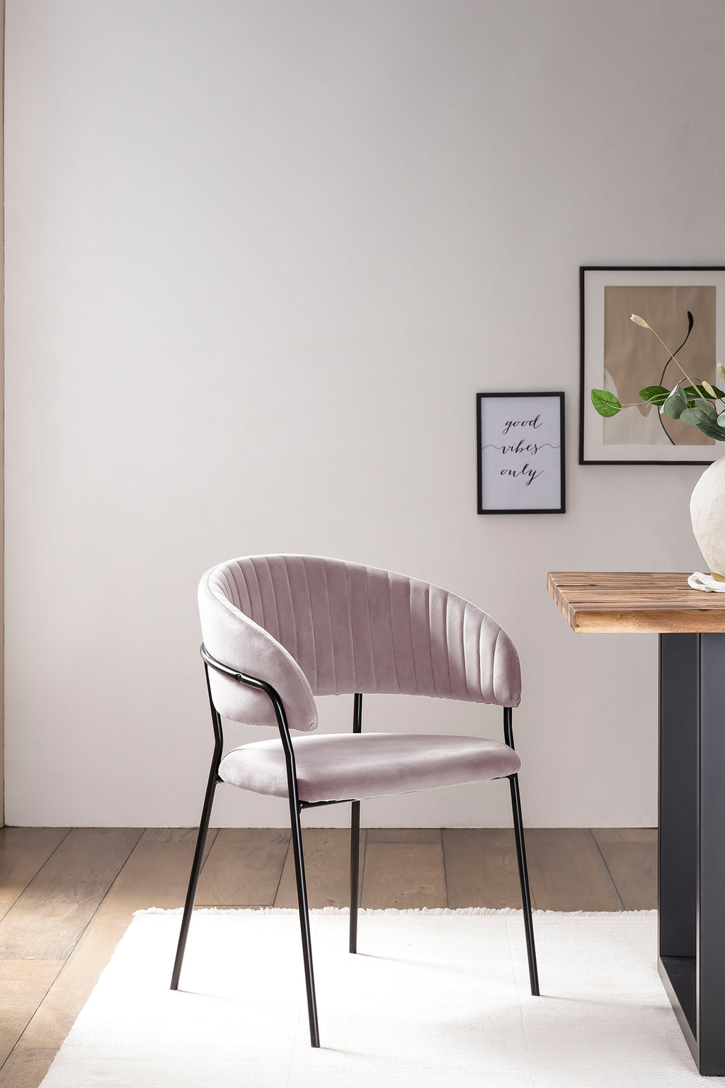 Sales Fever - Stuhl Samt mit Rückensteppung Rose#