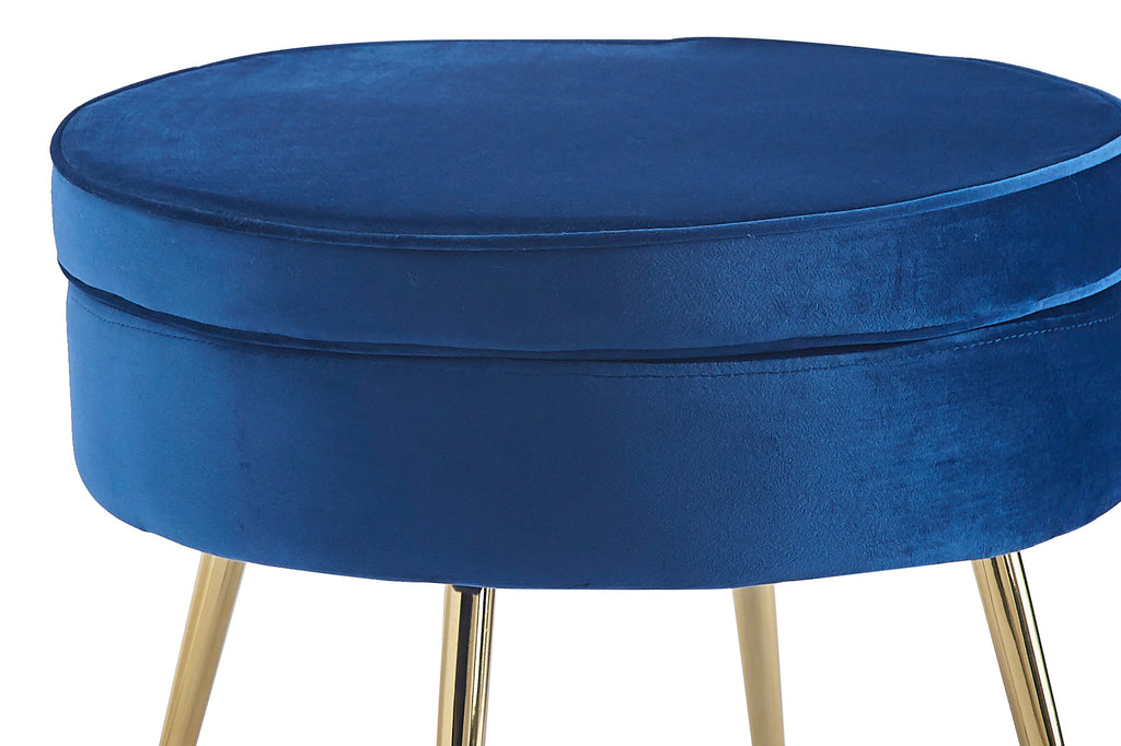 Sales Fever - Sitzpouf rund aus Samt Dunkelblau#