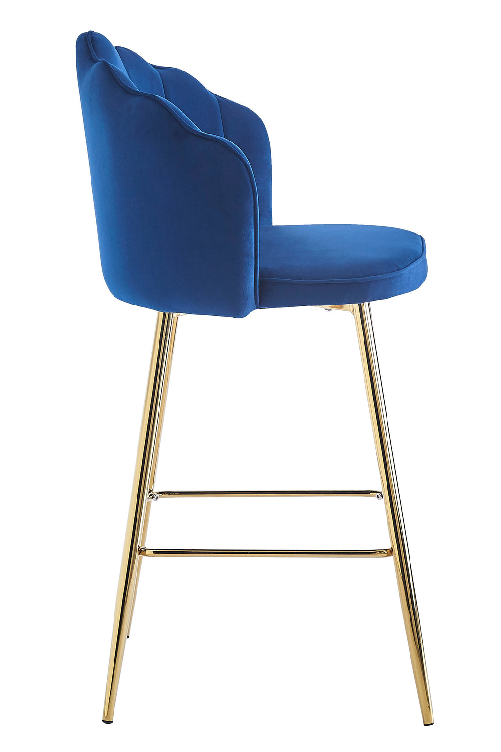 Sales Fever - Barhocker Muscheldesign 2er Set aus Samt Dunkelblau#