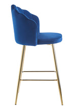 Sales Fever - Barhocker Muscheldesign 2er Set aus Samt Dunkelblau#