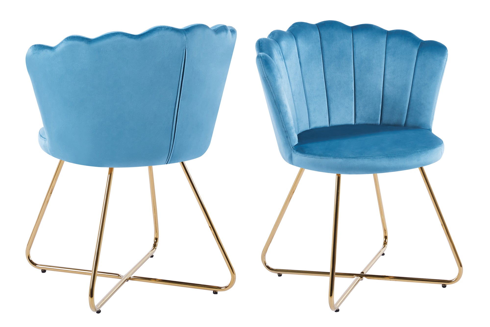 Sales Fever - Muschelstuhl aus Samt 2er Set Blau