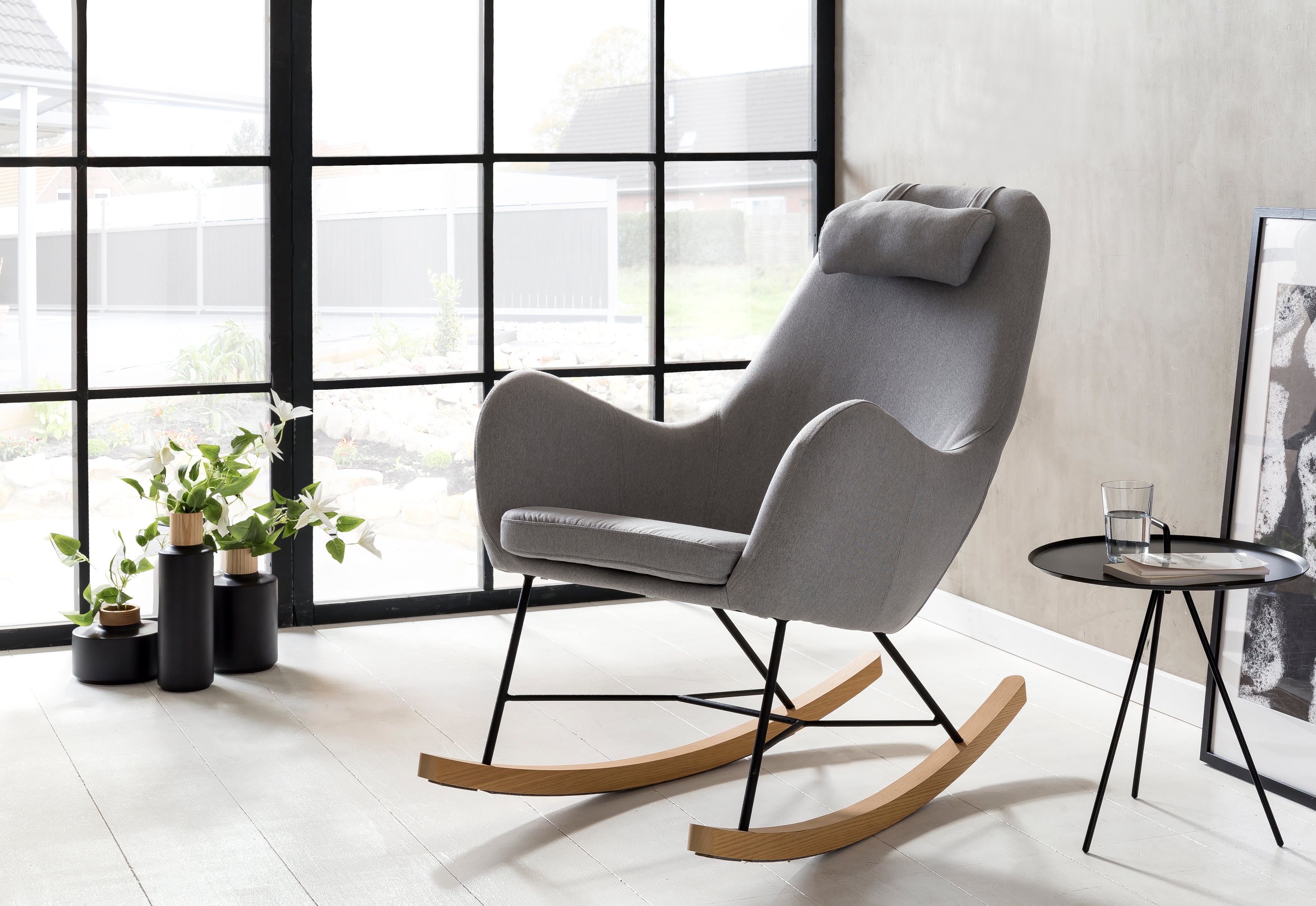 Sales Fever - Schaukelstuhl grau Textil