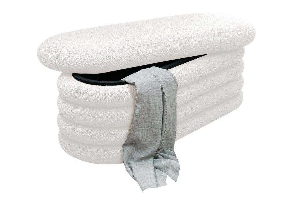 Sales Fever - Bouclé Polsterhocker/Bettbank Weiß