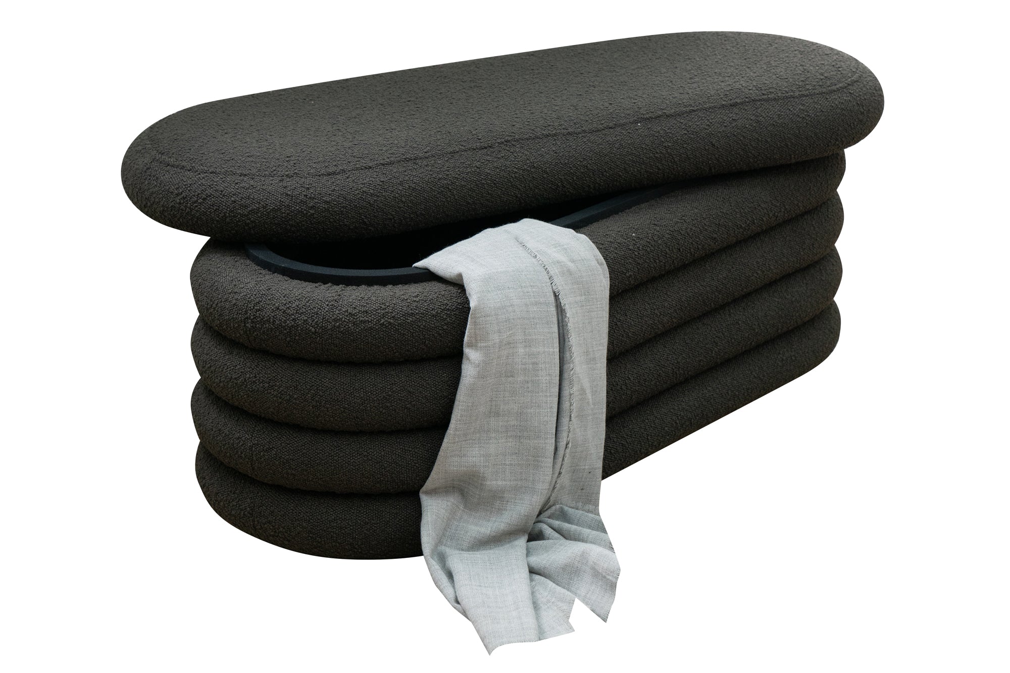Sales Fever - Bouclé Polsterhocker/Bettbank Anthrazit