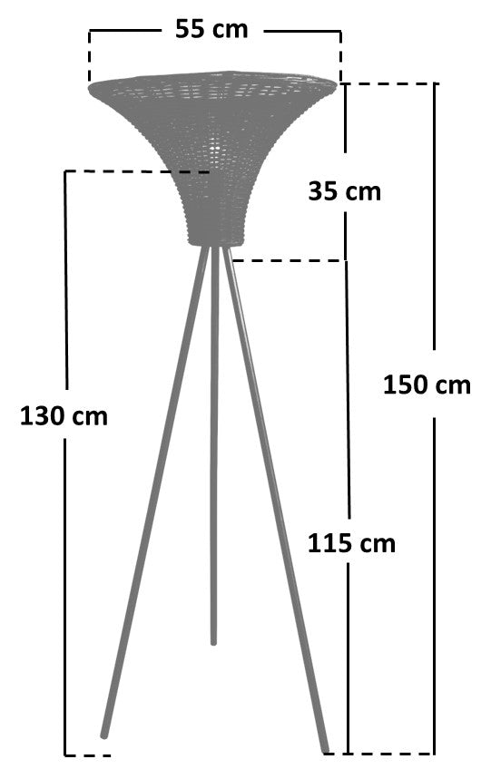 Sales Fever - Stehleuchte mit Geflechtschirm Natur/Schwarz 152 cm