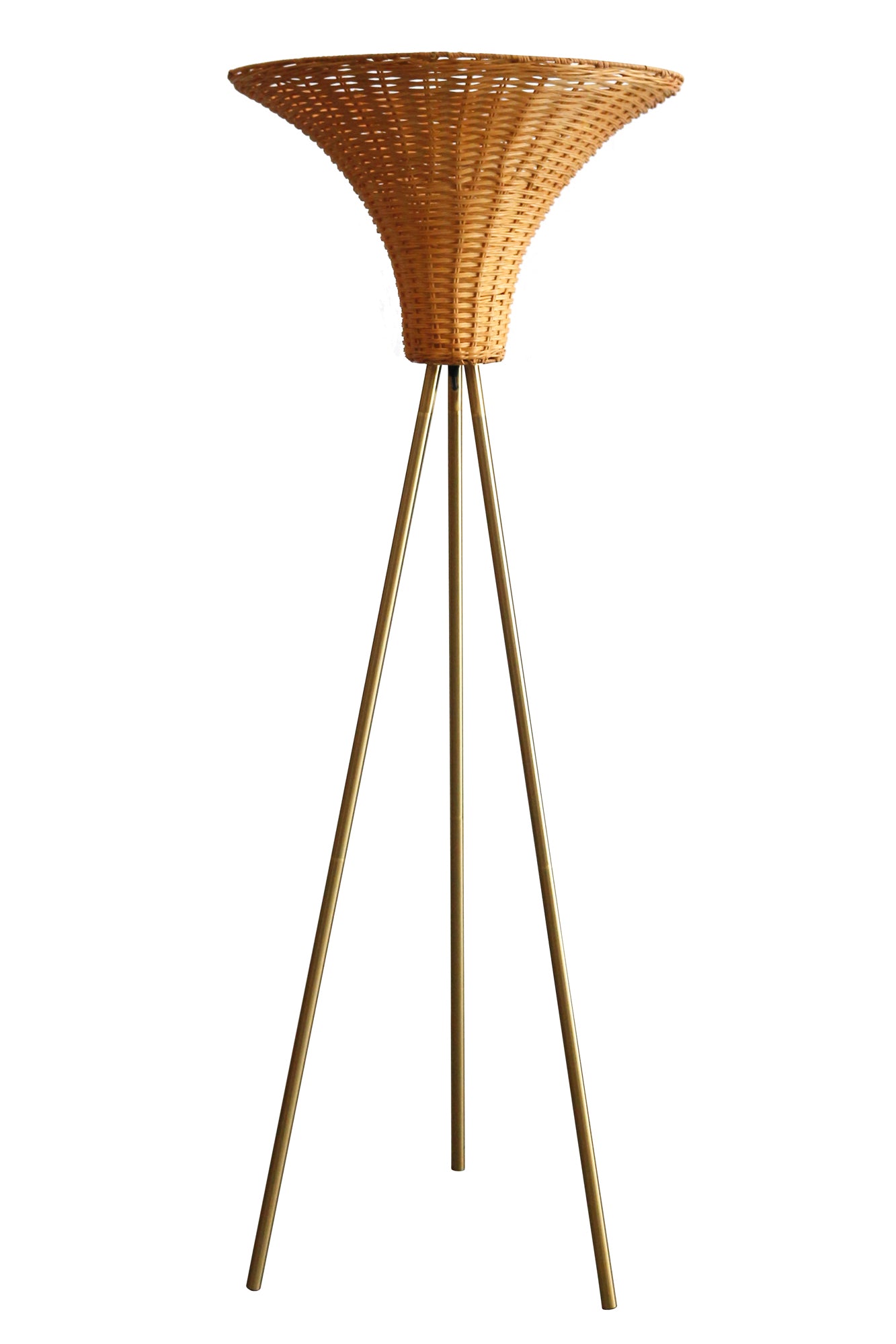 Sales Fever - Stehleuchte mit Geflechtschirm Messing/Natur 150 cm